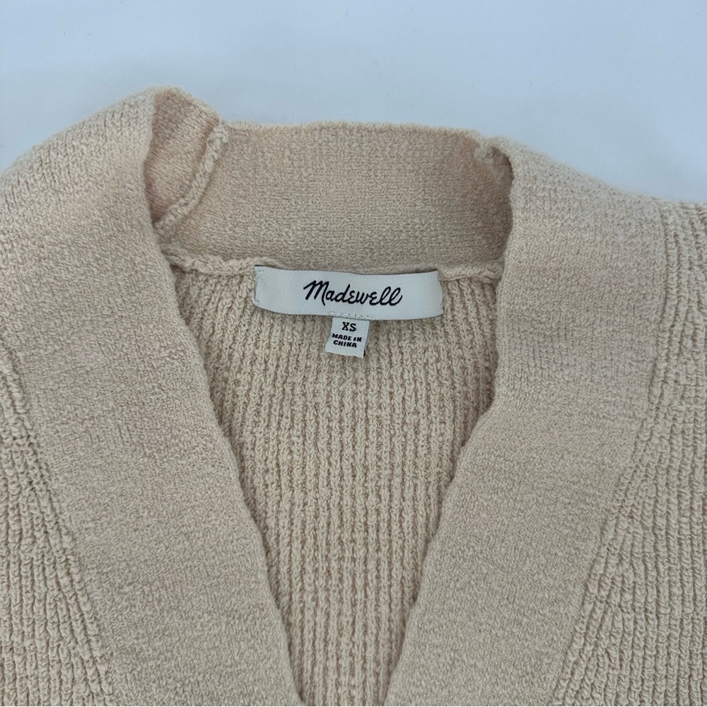 Madewell Sz XS Cream Button-up Ribbed Oversized Cardigan Stretchy Minimalistic - Picture 3 of 6
